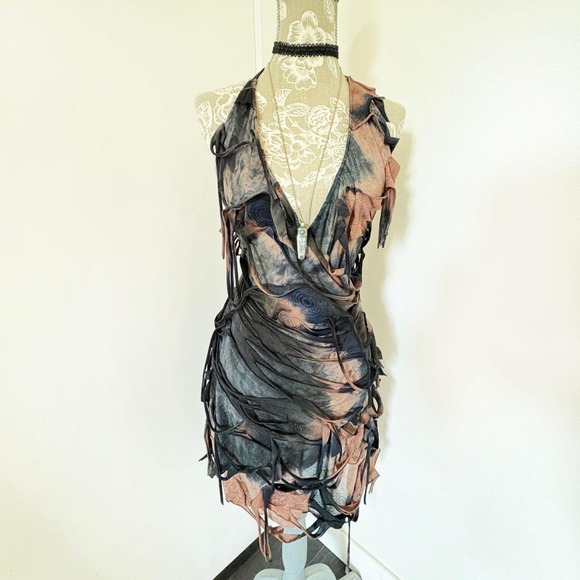 SHEIN Dresses & Skirts - Shein Curve Deconstructed Shredded Mini Dress, Tie Dye Print, Plus Size 3XL